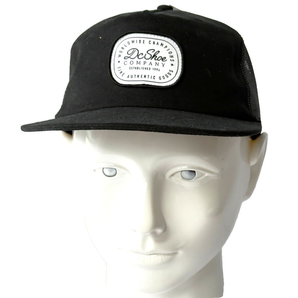 DC Shoe Trucker Hat Skate‎ Surf Black Mesh Snapback Logo Patch Streetwear NWT